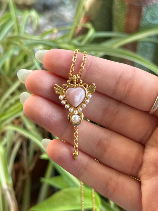 Pink Queen Conch Shell & Pearl Gold Vermeil 925 Necklace