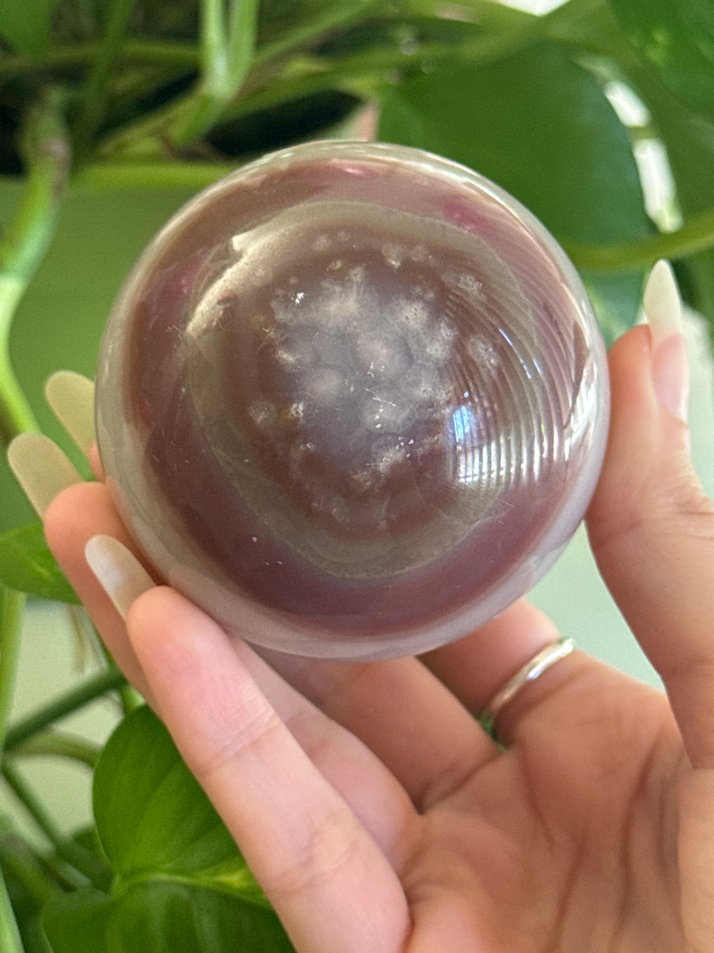 Unique Banded Jelly Agate Sphere