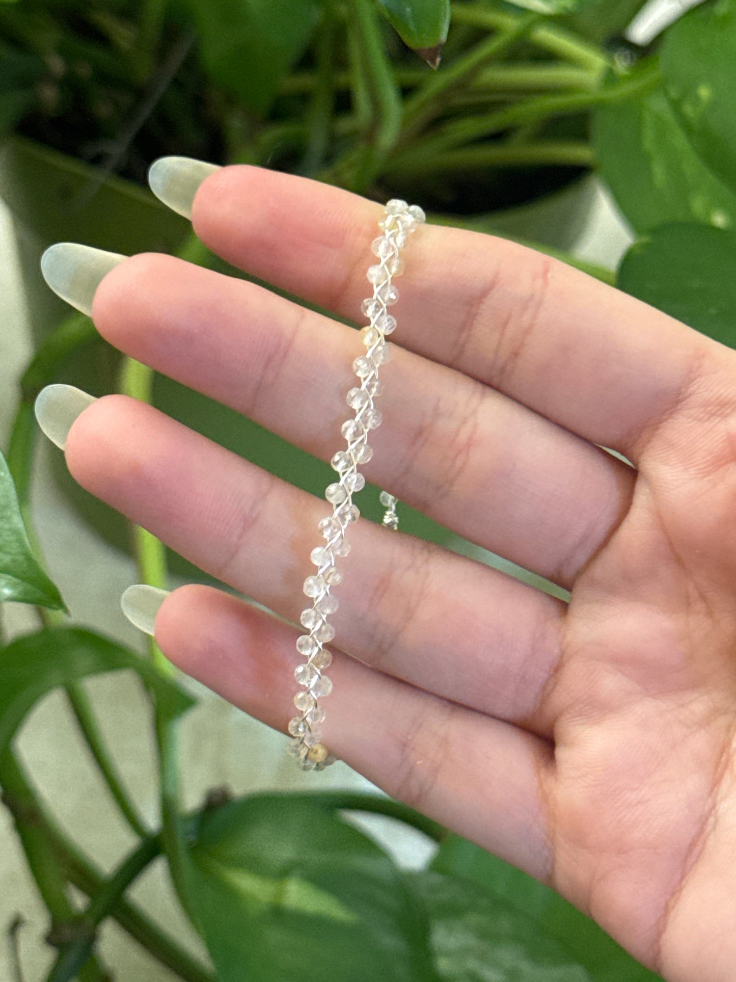 Golden Rutile Dainty Braided Adjustable Silver Bracelet