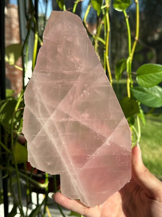 Bubblegum Rose Quartz Slab with Asterism