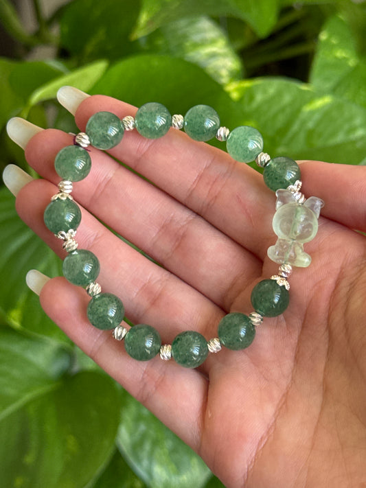 Green Strawberry Quartz & Fluorite Kuromi Bracelet