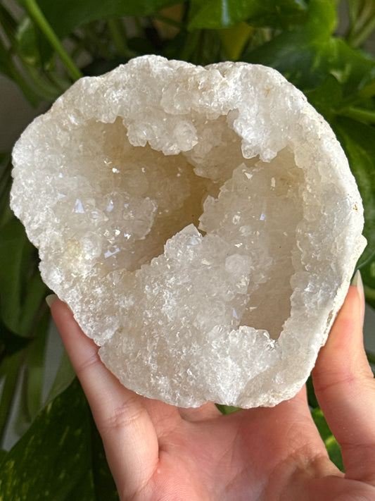 Large Sparkly Quartz Geode Half