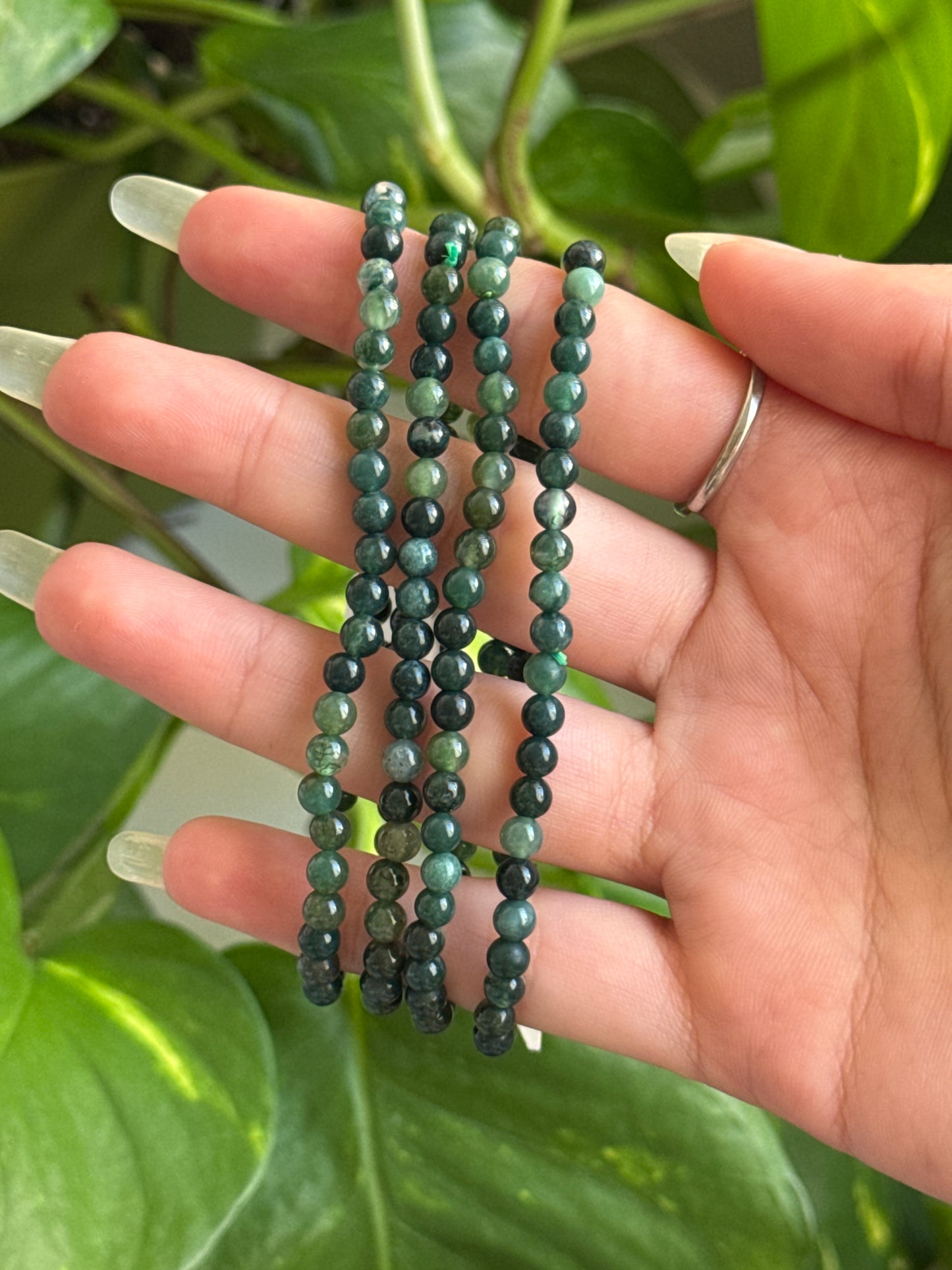Moss Agate Dainty Bracelet