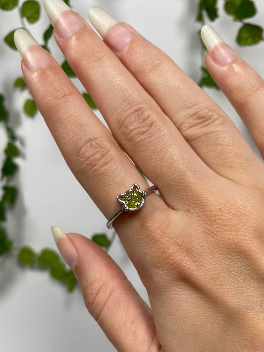 Peridot Tiger Adjustable Ring