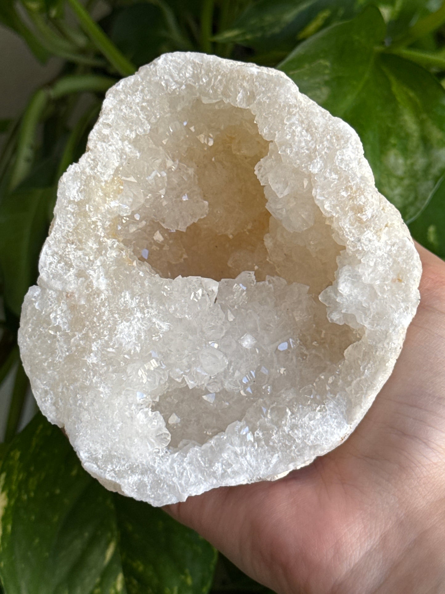 Large Sparkly Quartz Geode Half