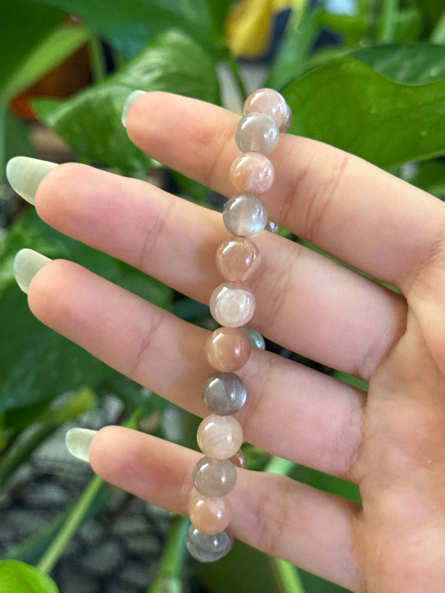 Flashy Peach & Grey Moonstone Bracelet