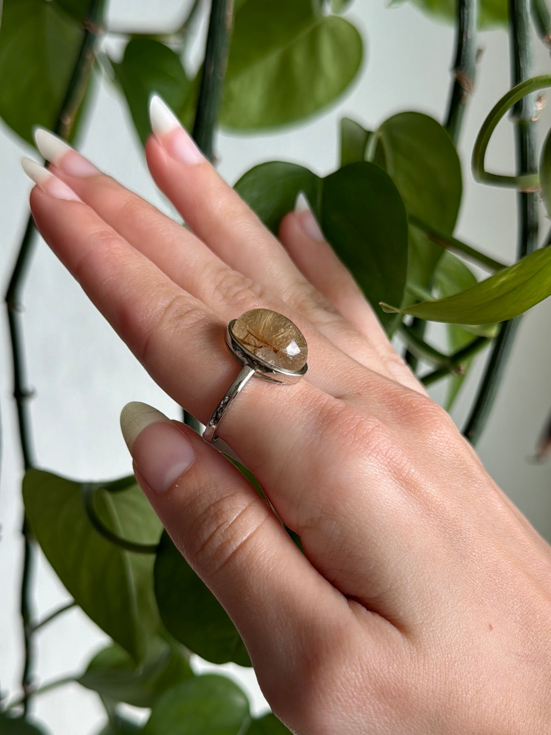 High Grade Gold Rutile in Quartz Adjustable Ring A