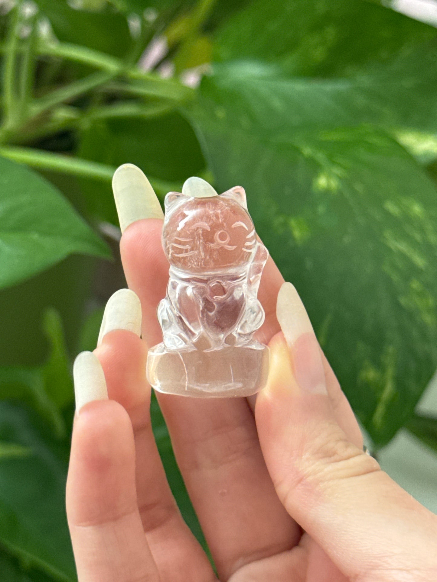 High Quality Clear Quartz Lucky Cat