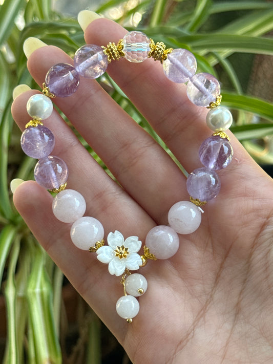 Amethyst & Rose Quartz & Pearl Bracelet