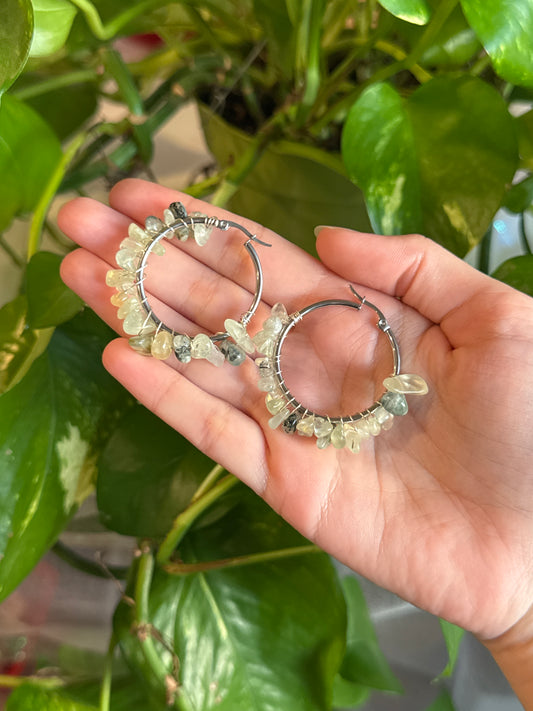 Prehnite Hoop Earrings