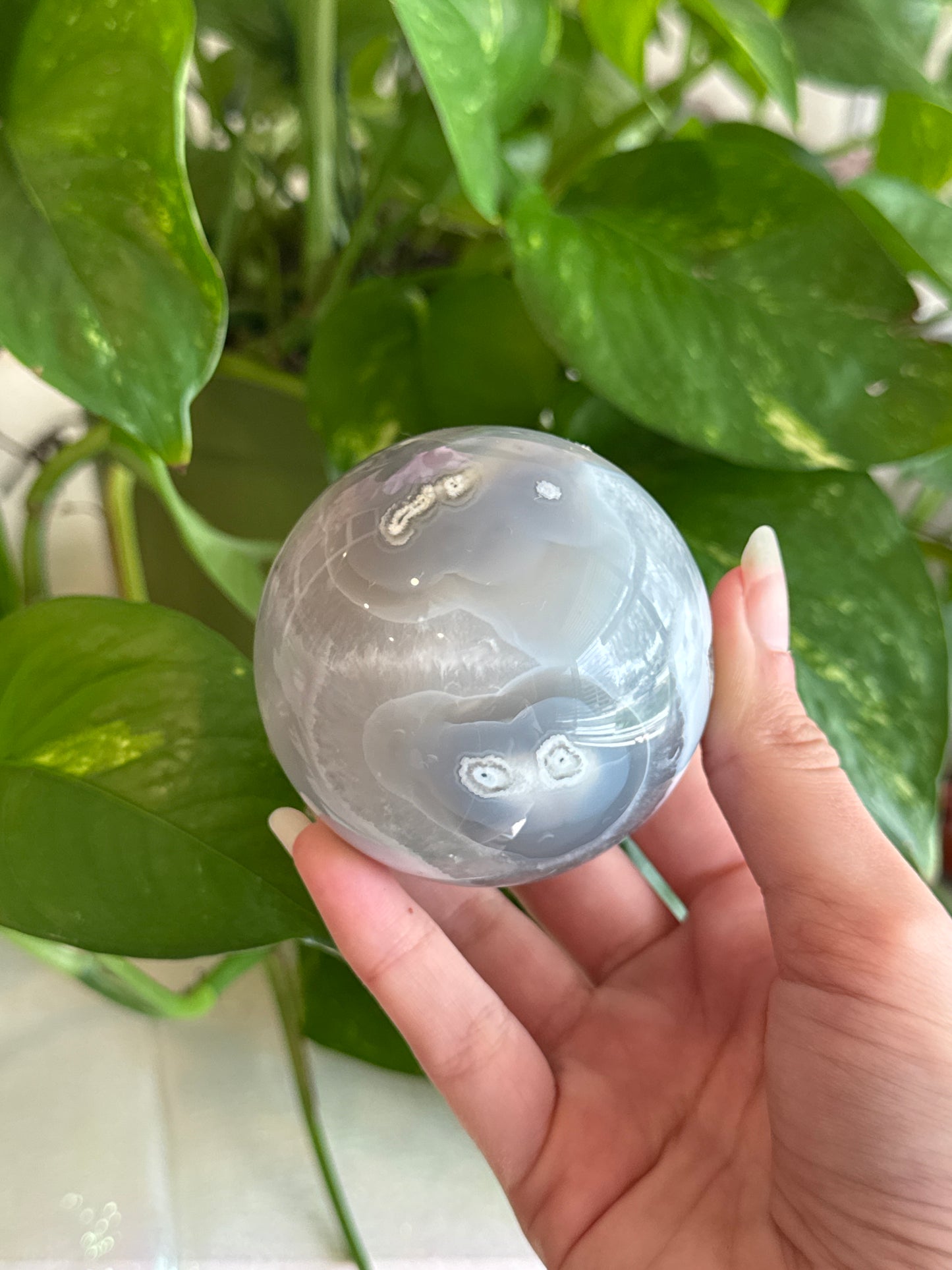 Unique Dreamy Prasiolite & Agate Sphere