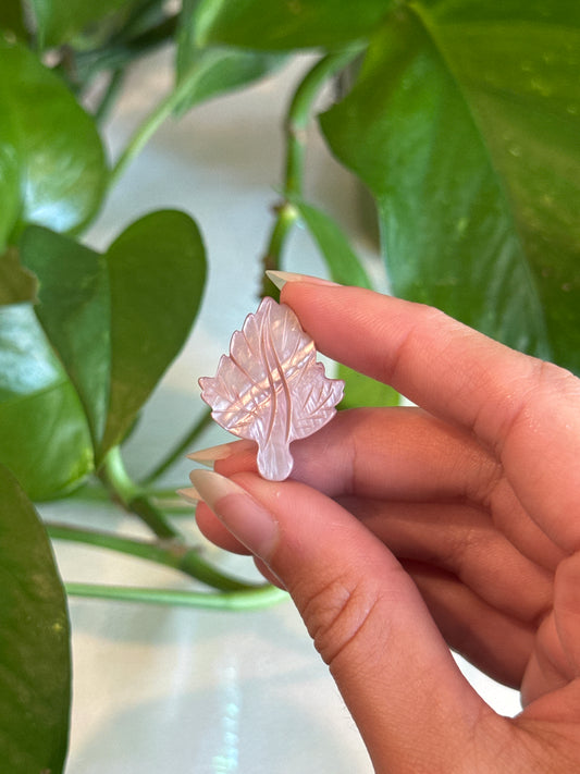 Leaf Pink Abalone Carving