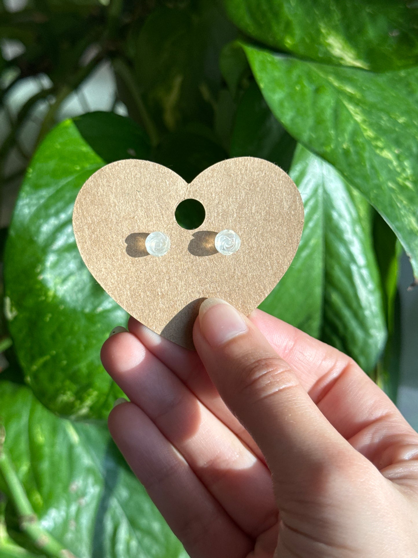 Moonstone Rose Stud Earrings