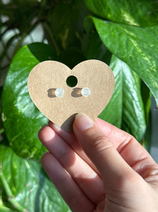 Moonstone Rose Stud Earrings