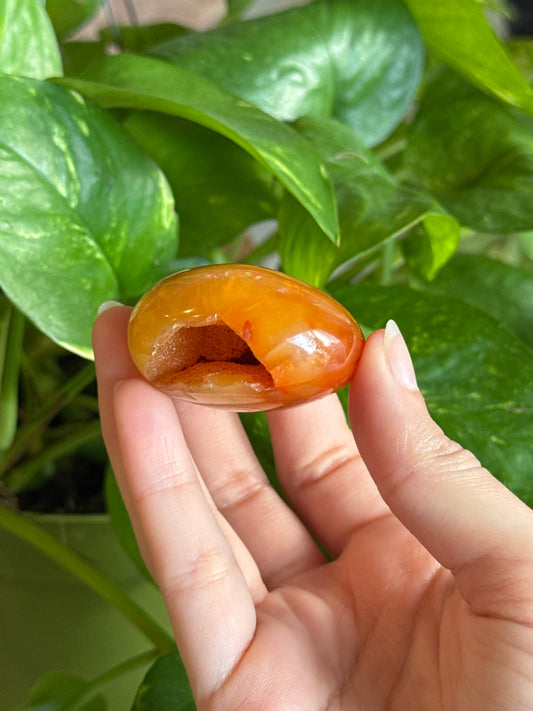 Carnelian Druzy Cave Palm Stone