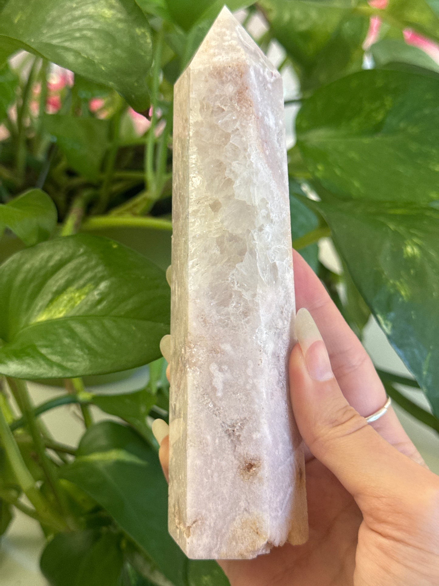 Pastel Pink Amethyst Tower With Quartz