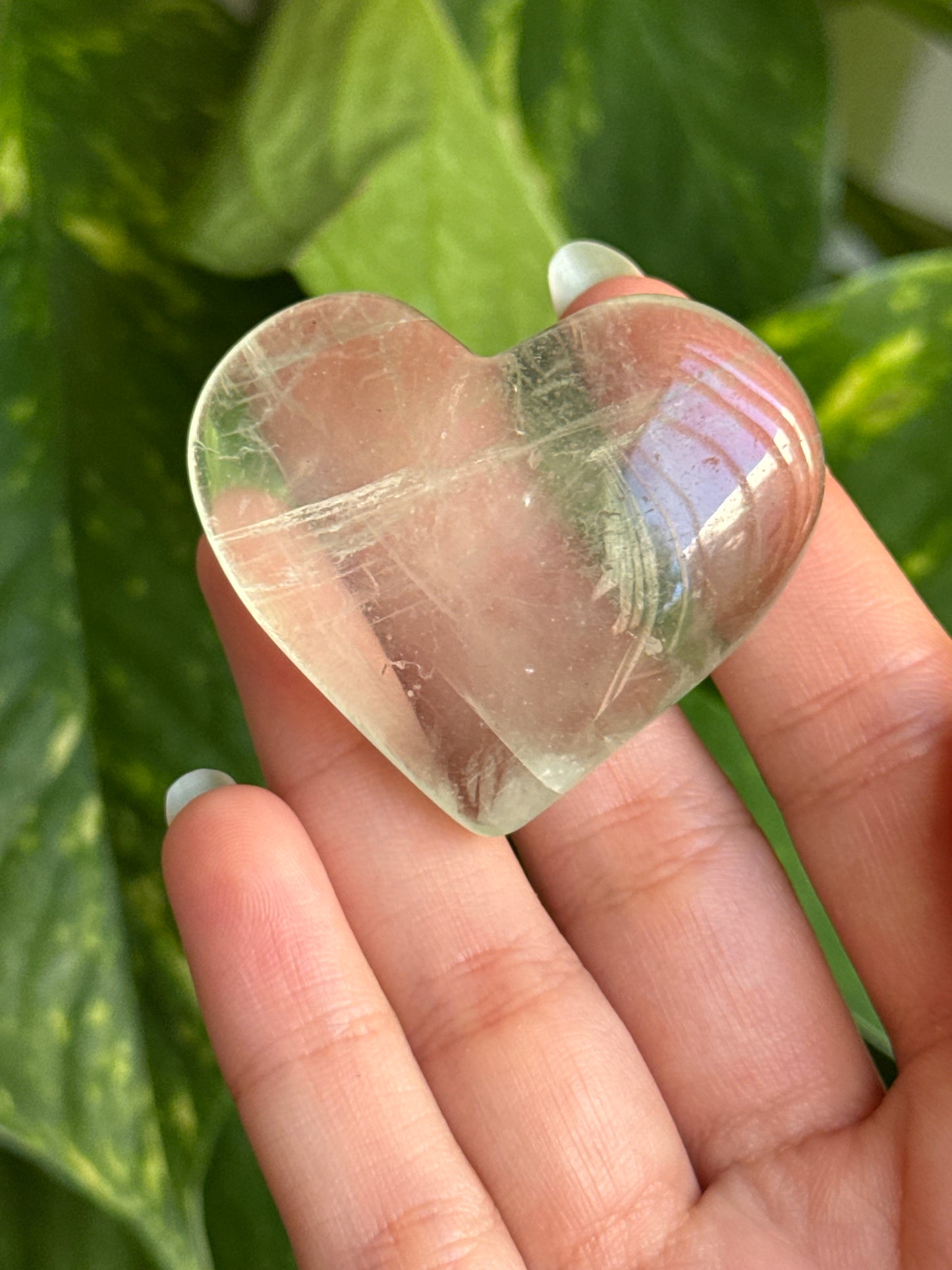 Clear Green Fluorite Heart