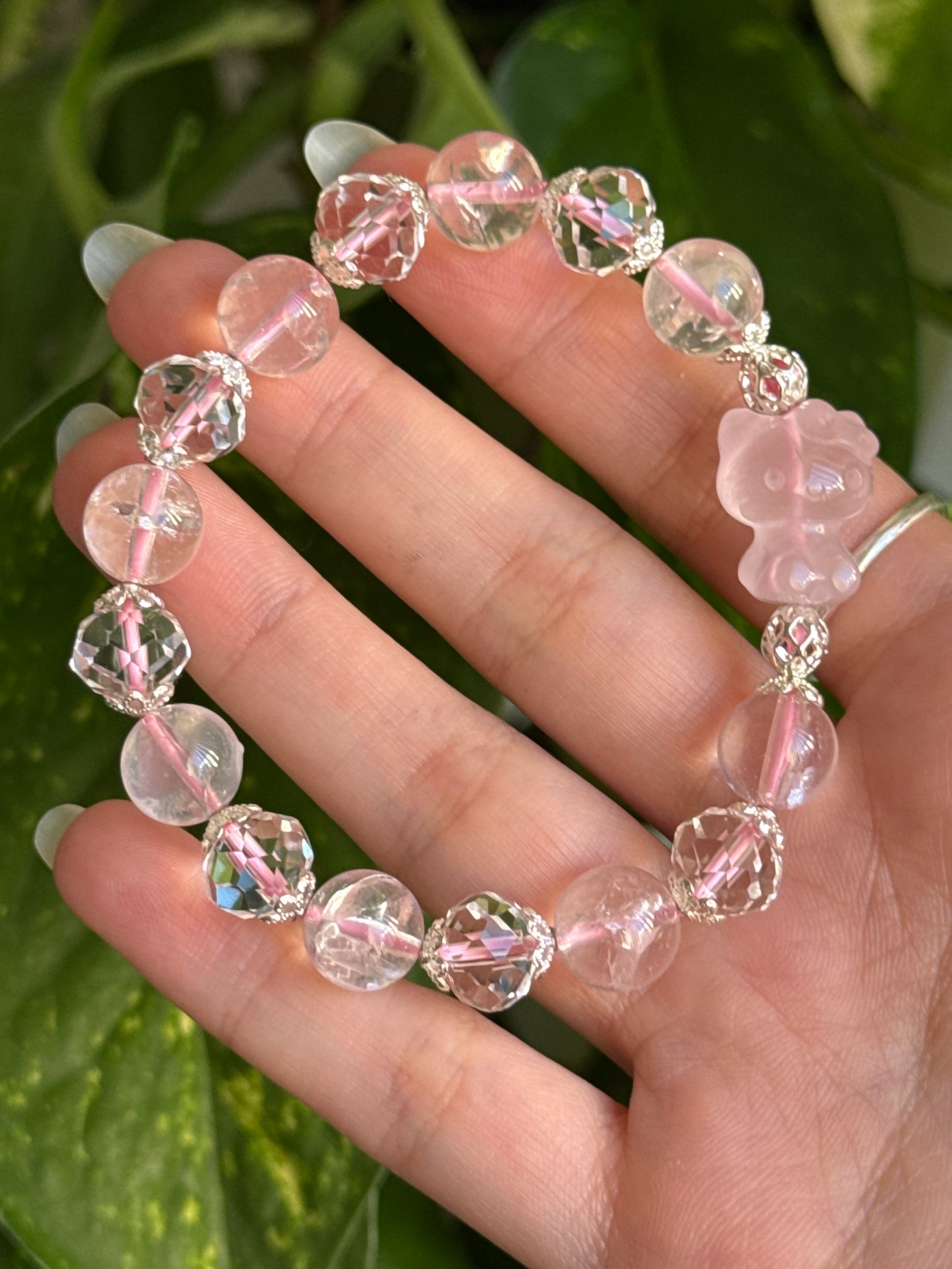 Rose Quartz Hello Kitty Bracelet