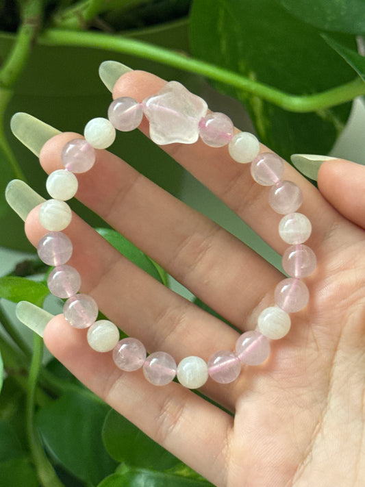 Rose Quartz & White Calcite Star Bracelet