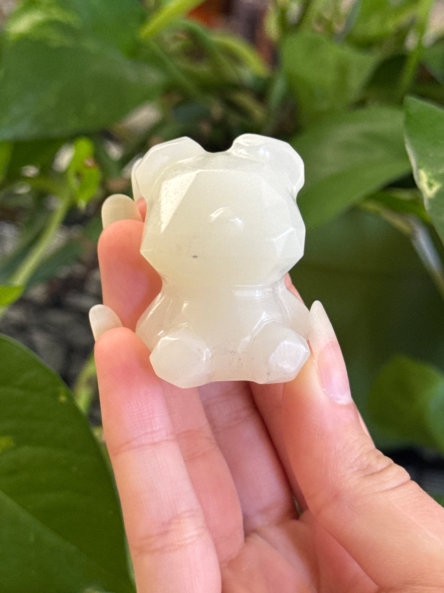 White Calcite Geometric Bear