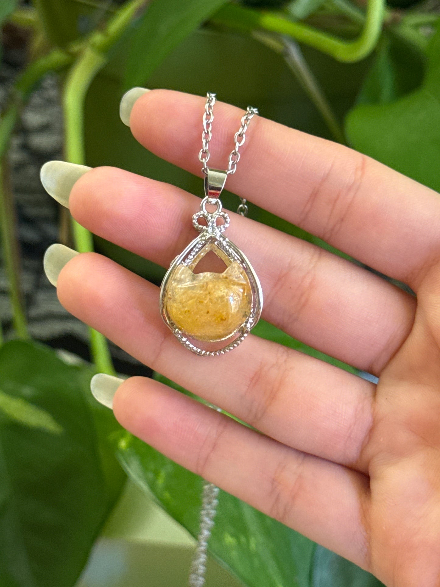 Golden Healer Cat Necklace