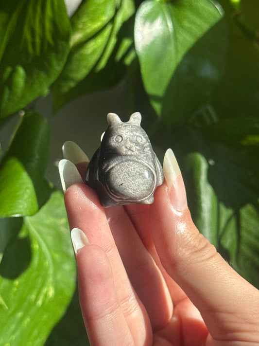 Silver Sheen Obsidian Totoro