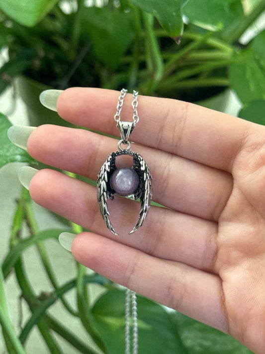 Gem Lepidolite Wing Necklace