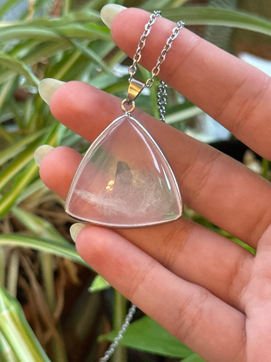 Clear Rose Quartz Necklace