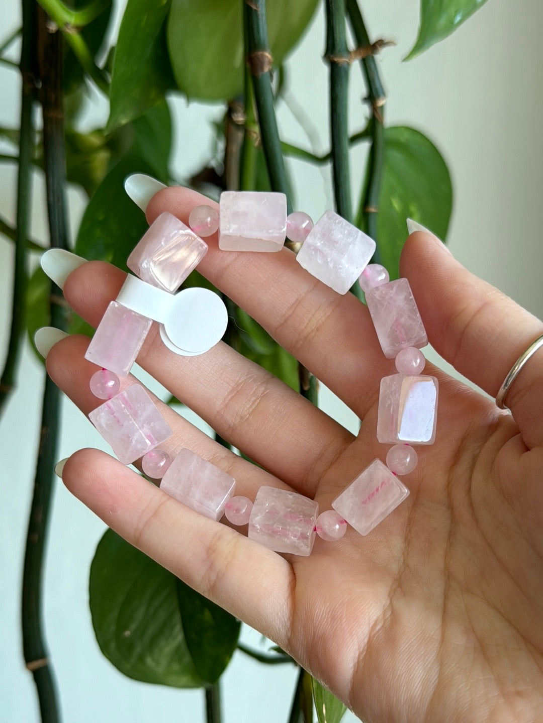 Rose Quartz  Cube Bracelet