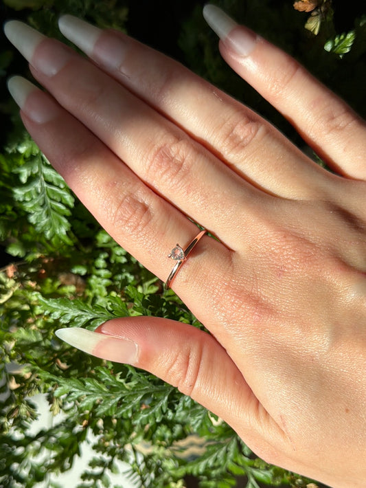 925 Rose Gold Dainty Moonstone Adjustable Ring