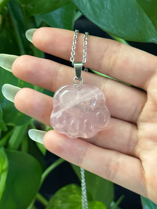 Paw Rose Quartz Necklace