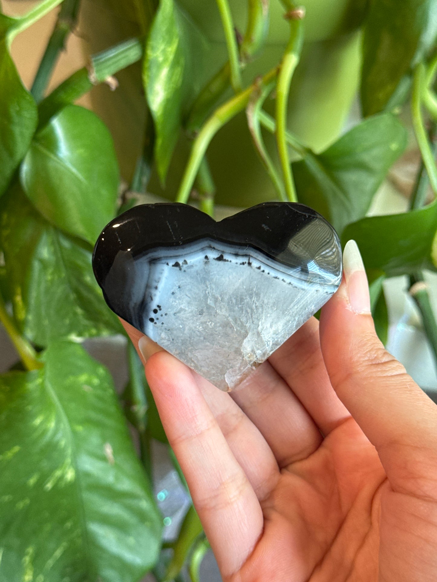 Black Banded Agate Moody Heart