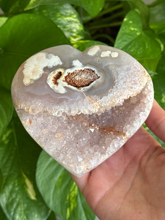 Orca Agate & Amethyst Druzy Heart