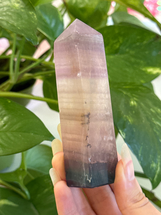 Unique Banded Fluorite Tower With Dendrites