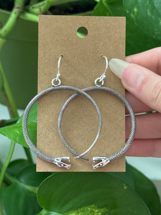 Snake Silver Hoop Earrings