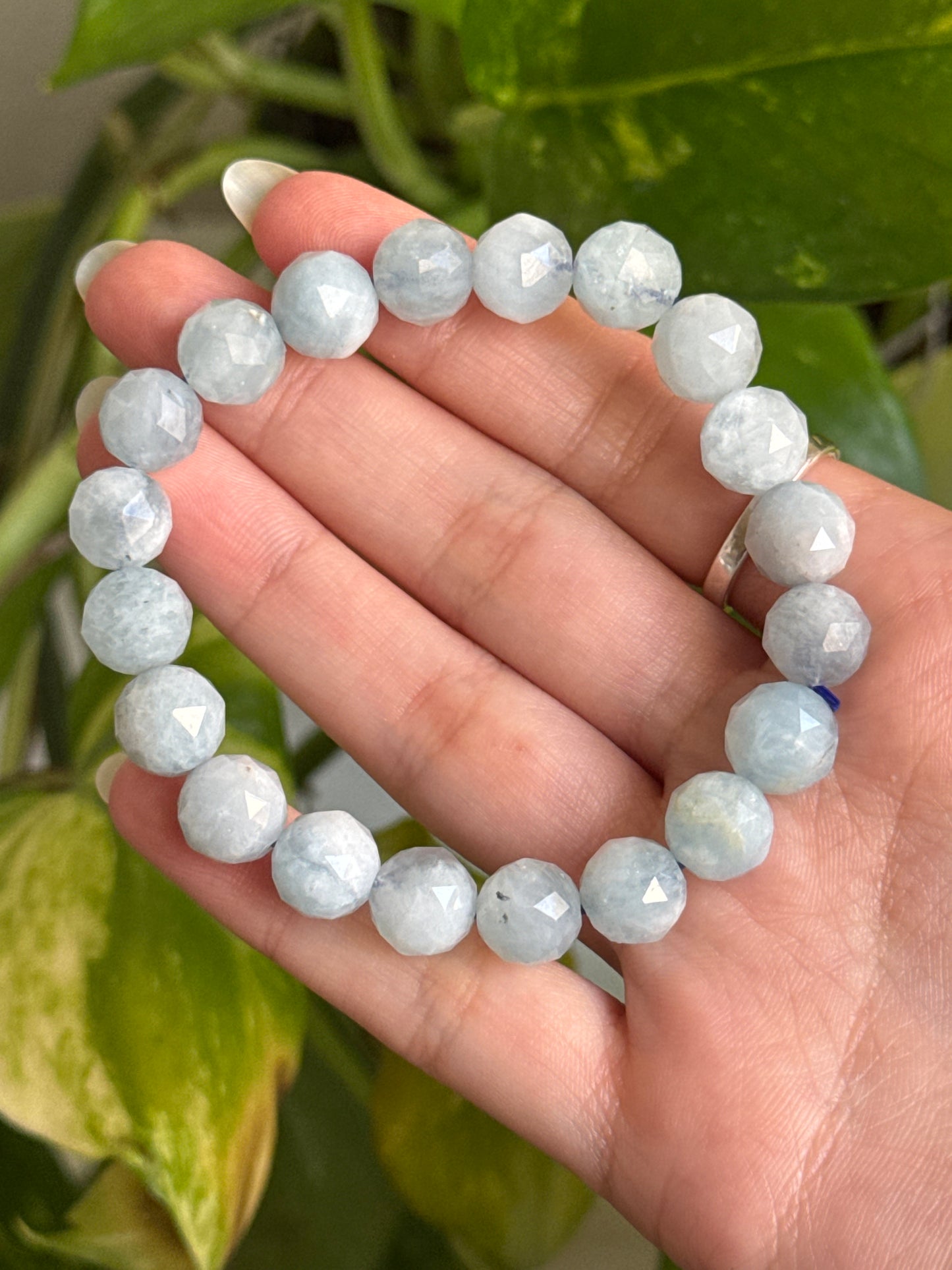 Aquamarine Chunky Faceted Bracelet