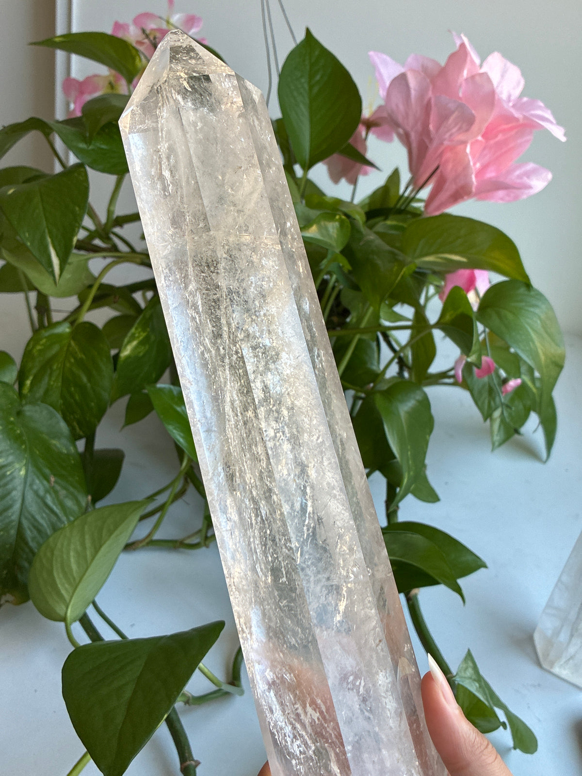 HUGE 17.5” Clear Quartz Tower with Rainbows Imperfect