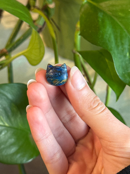 Azurite Cat Mini Carving
