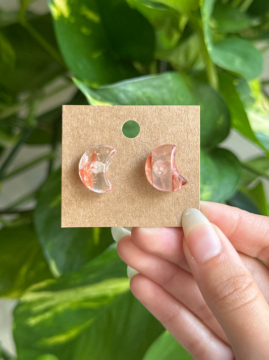 Fire Quartz Moon Earrings