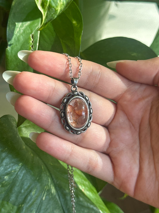 Fire Quartz Vintage Style Necklace