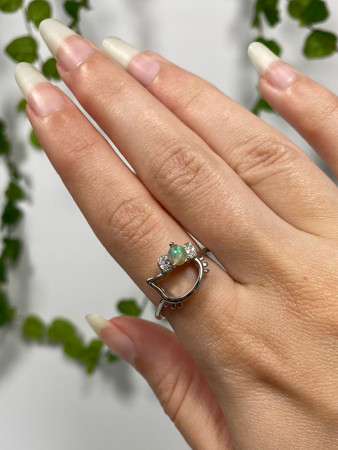 Opal Hello Kitty Adjustable Ring