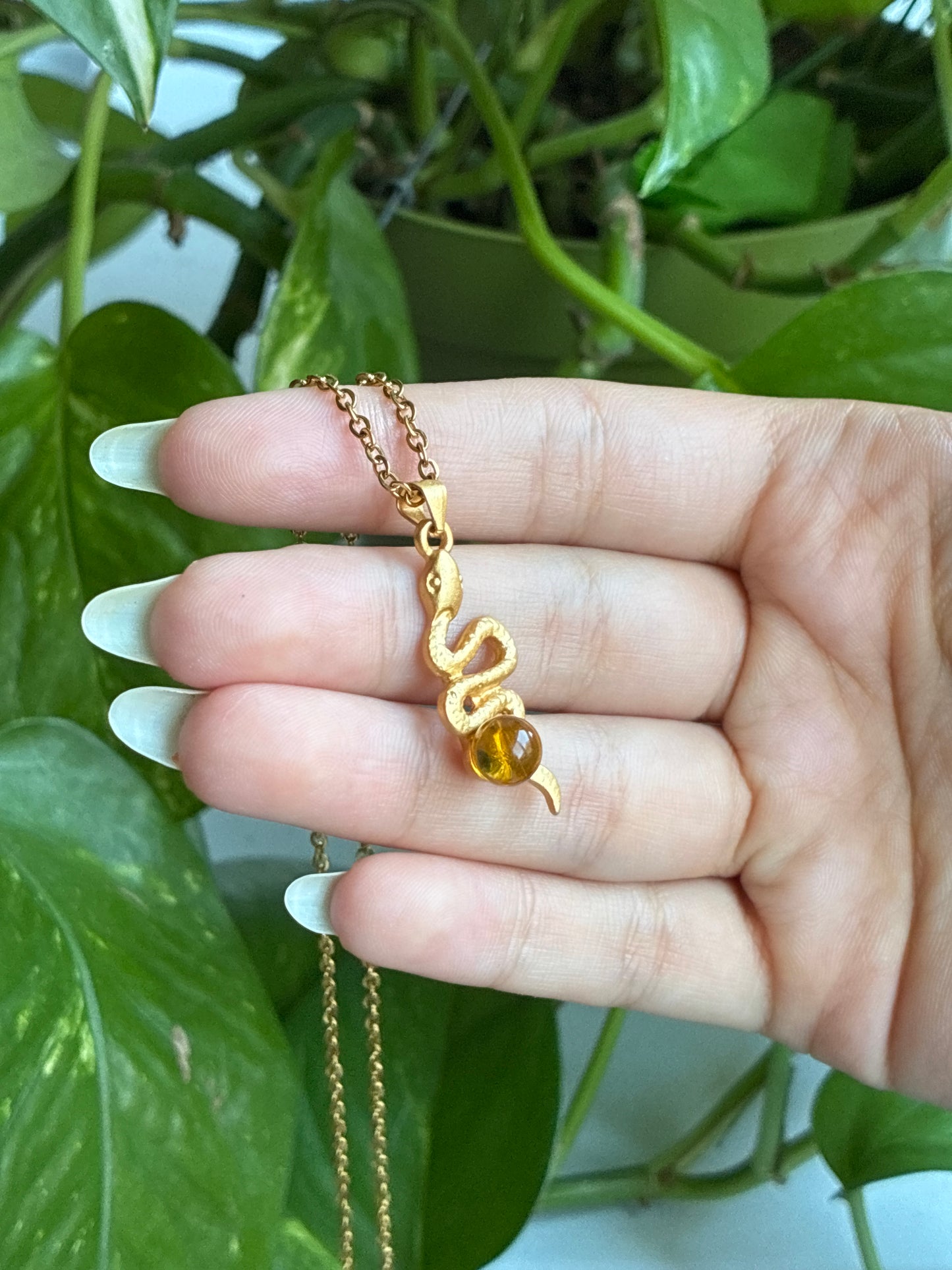 Golden Amethyst Snake Gold Necklace