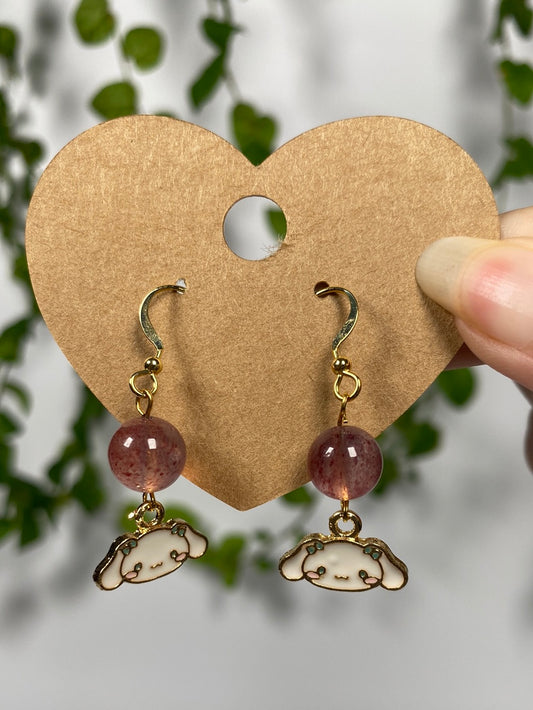 Strawberry Quartz Cinnamoroll Earrings