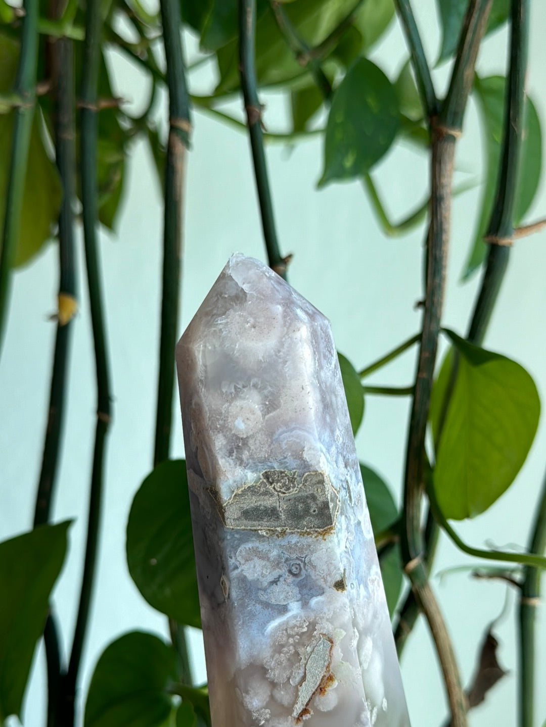 Large Pink Amethyst x Flower Agate Obelisk