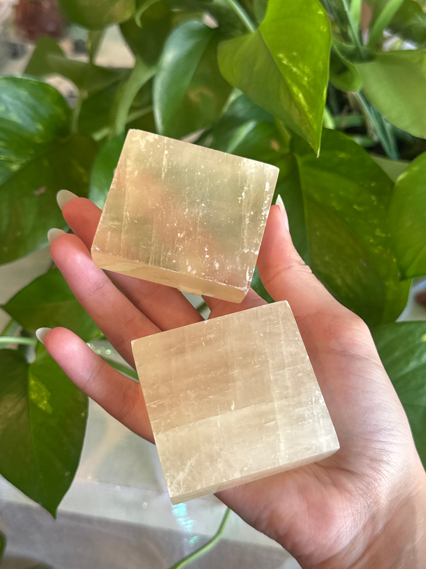 Intuitively Pick Honey Calcite Cube