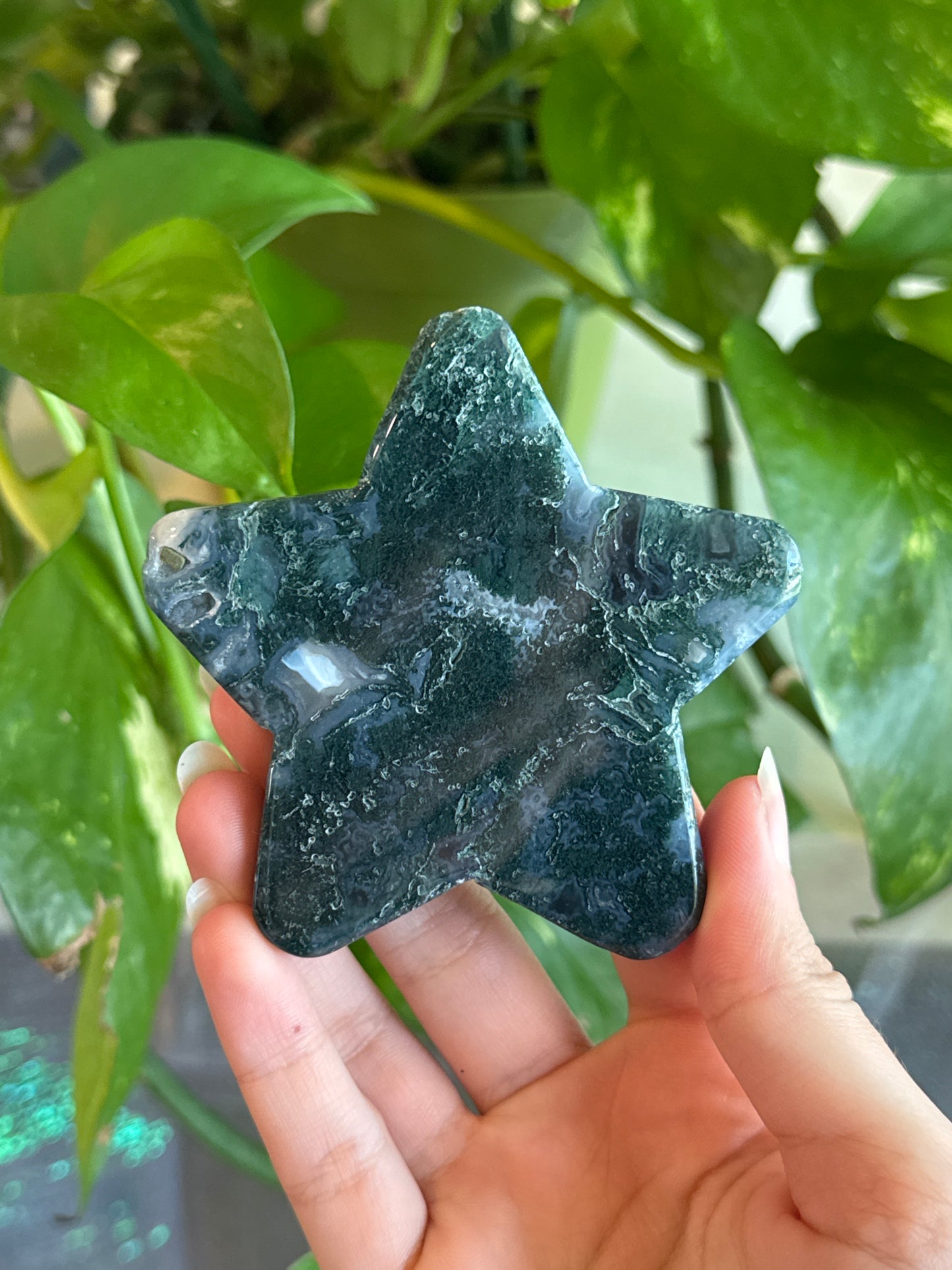 Gorgeous Moody Moss Agate Star C