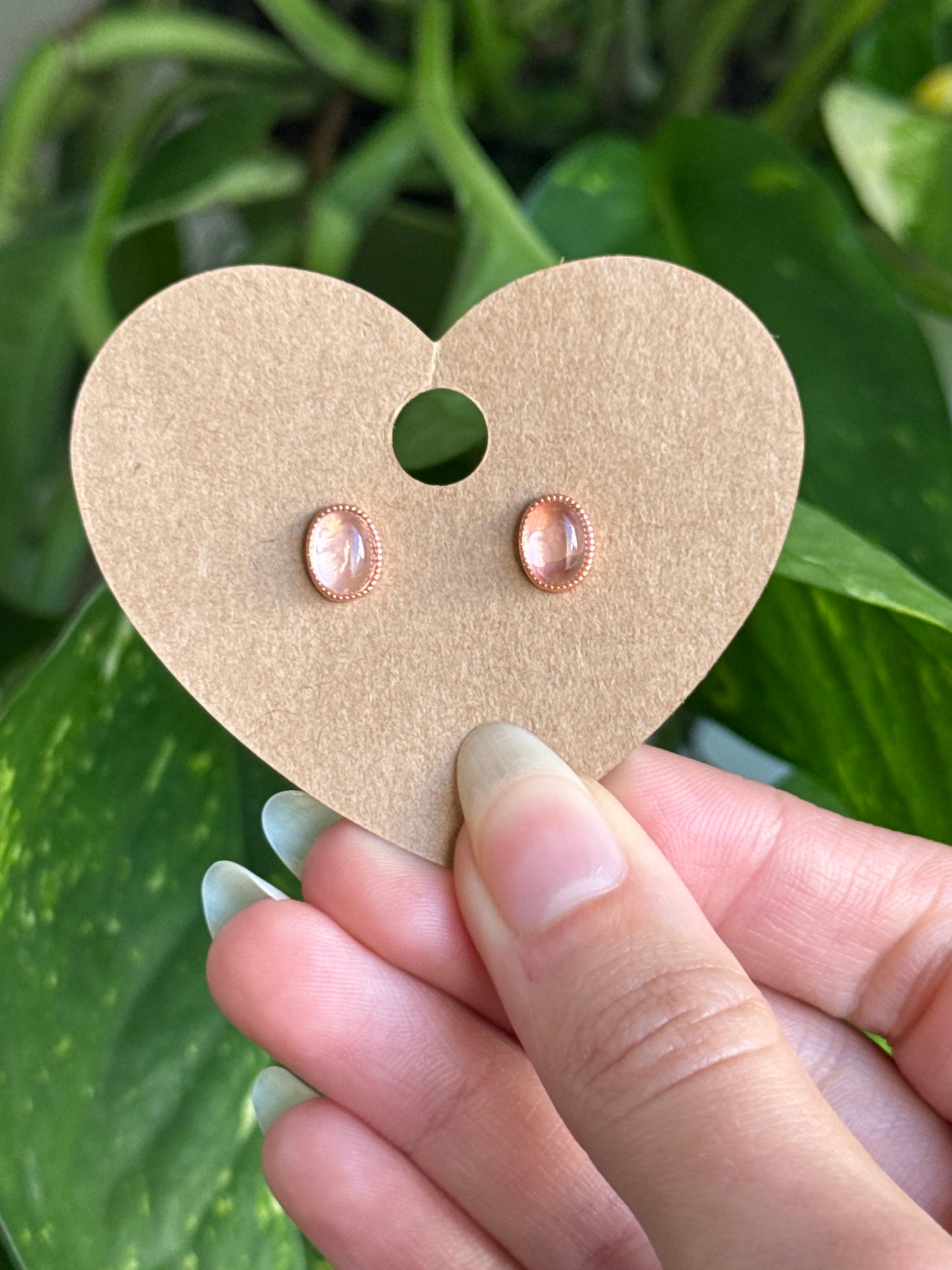 Rose Quartz Rose Gold Earrings