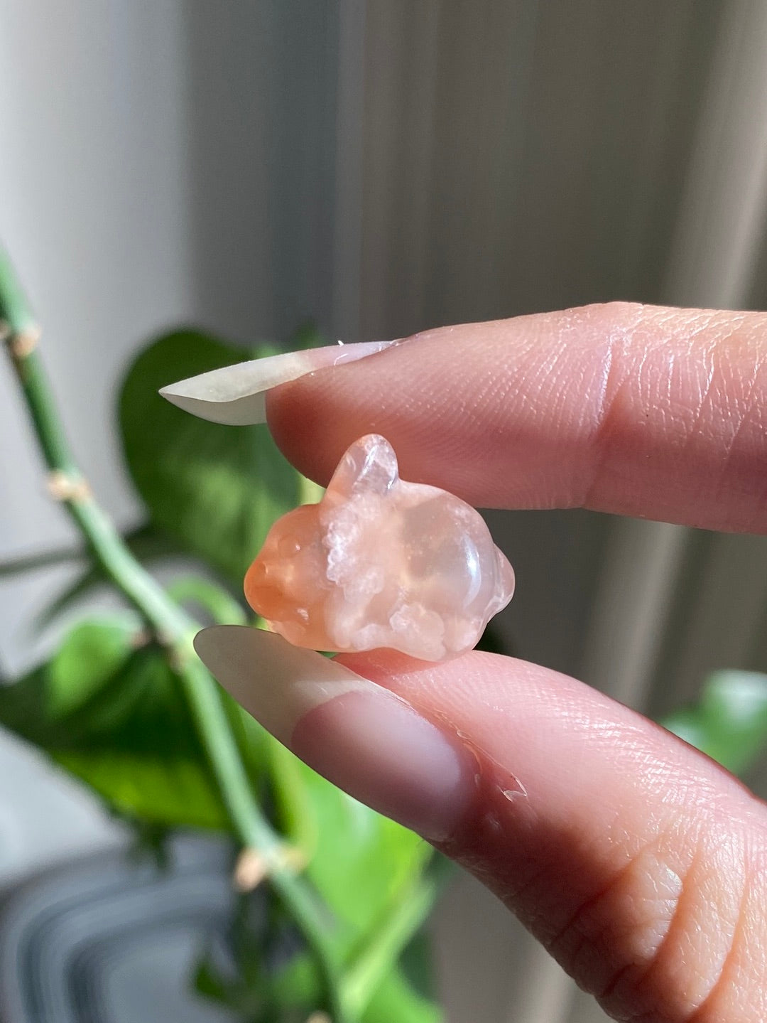 Flower Agate Bunny Carving/Bead