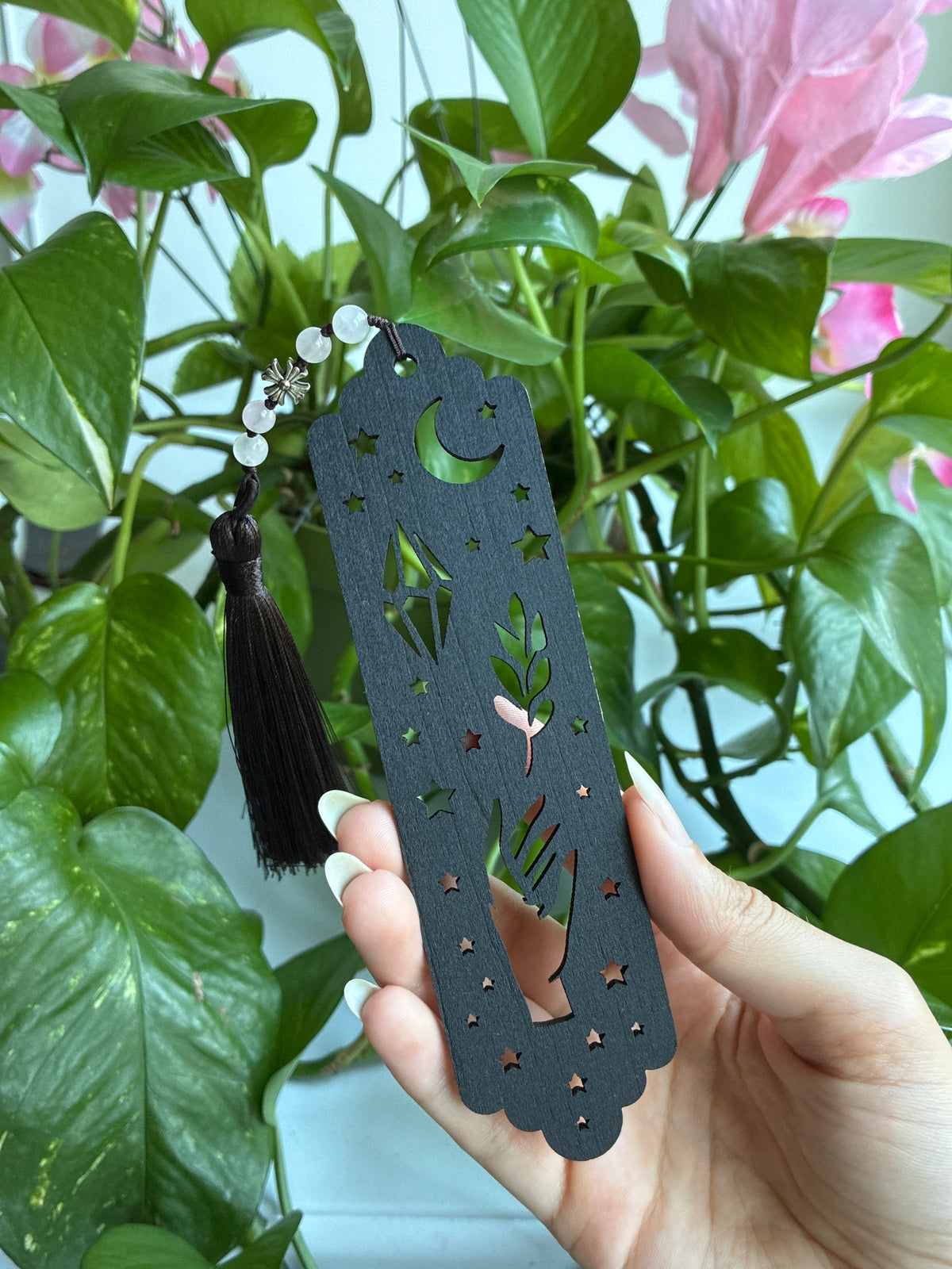 Black Healing Hand Wood Bookmark | You Pick Material