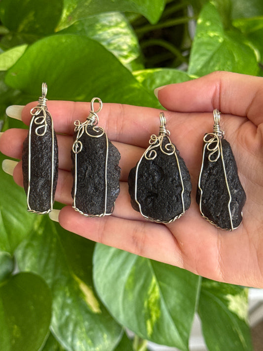 Tektite Wire Wrap Necklace (comes with chain)